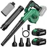 Cordless Leaf Blower - Kimo 20V Lithium 2-in-1 Sweeper/Vacuum 2.0 Ah Battery for