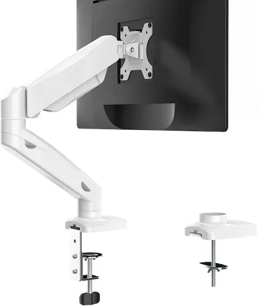 WALI Single Monitor Arm Mount Stand, Adjustable Gas Spring Arm Monitor Mount for Display up to 32 Inch,19.8lbs Capacity (GSMP001W), White