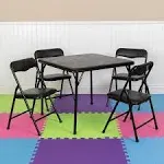 Kids Colorful 5 Piece Folding Table and Chair Set - Black