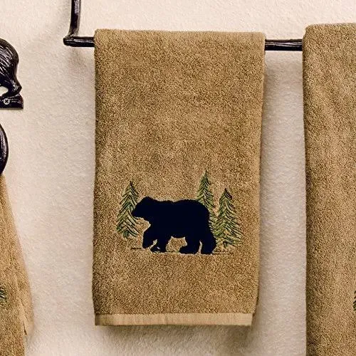 Black Forest Decor Black Bear Forest Hand Towel