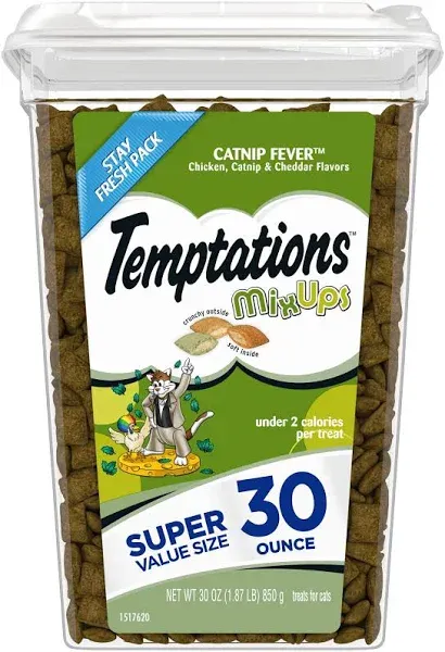 Mixups Catnip Fever Flavor Crunchy And Soft Treats For Cats, 30 Oz Tub