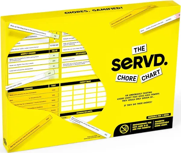 The SERVD Chore Chart - Chores, Gamified. Magnetic Customizable Chore Chart