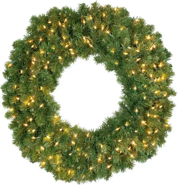 Red Sleigh Pre-lit Commercial Sequoia Fir LED Christmas Wreath