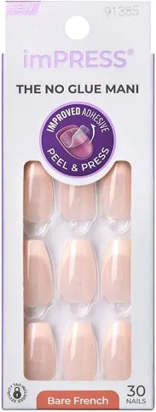 Kiss Products Inc Impress French , the No Glue Mani, Genuine, Medium Coffin Nails (30 ct)