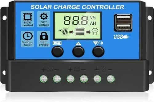 Upgraded 30A Solar Charge Controller, 12V/ 24V Solar Panel Regulator with A...