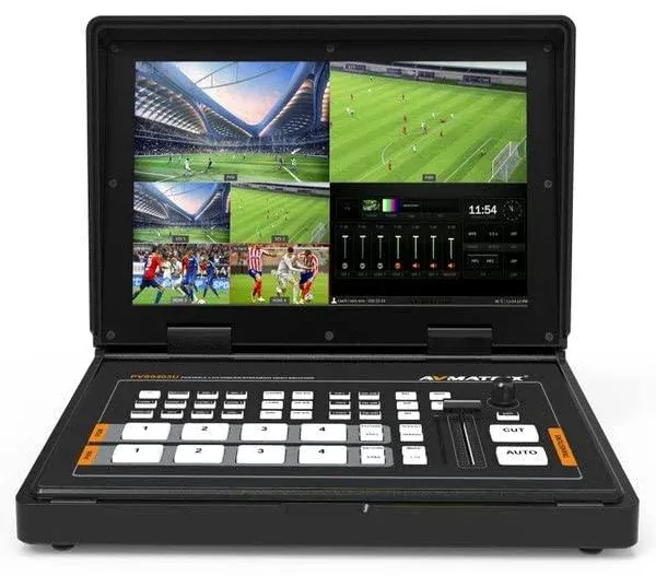 AVMATRIX PVS0403U Portable SDI/HDMI Video Switcher, 10.1-incch FHD IPS LCD Monitor, USB for Capturing and Streaming, T-bar/Auto/Cut Transitions, Scaled Output and Multiview, 2PIP/POP, Logo Overlay