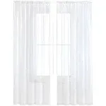 4 Panels White Sheer Curtains 96 inches Long Rod Pocket Voile Semi Privacy Pr...