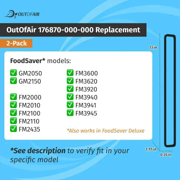 OutOfAir Replacement Foodsaver Vacuum Sealer Gasket 176870-000-000