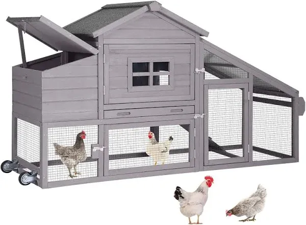 Aivituvin Chicken Coop Expandable Chicken House for Outdoor with Wheels Nesting Box, Leakproof Pull-on Tray, and UV-Resistant Roof Panel - Red