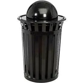 Global Industrial 36 Gallon Outdoor Slatted Steel Trash Can with Dome Lid