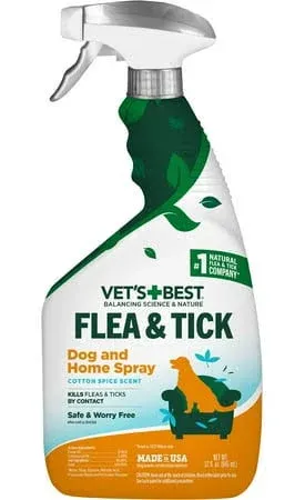 Vet's Best Flea & Tick Dog and Home Spray Cotton Spice Scent 32 oz