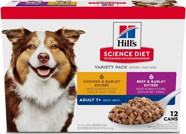 Hill's Science Diet Senior 7+ Variety Pack Canned Dog Food - 13 oz, Case of 12