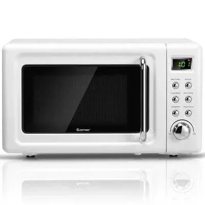 Retro Microwave Oven,Safeplus 0.7Cu.ft, Countertop 700W Microwaves Cold Rolled 