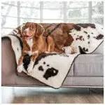 Paw Brands PupProtector Waterproof Throw Blanket, Brown Faux Cowhide Large (80"L x 62"W)