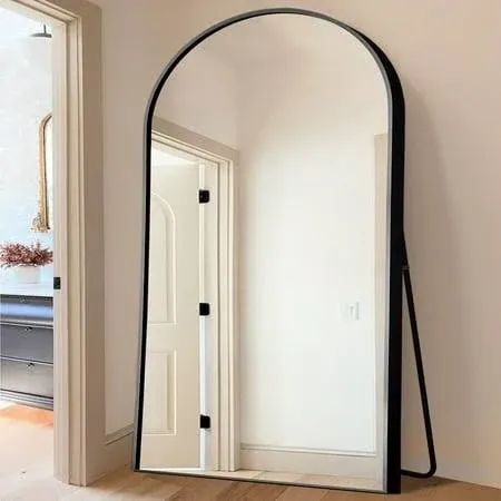 71"x32" Aluminum Alloy Arch Full Length Floor Mirror, Black