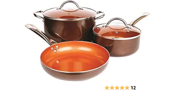 TV Direct Copper Pan 5-Piece Kitchen Cookware Set