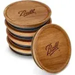 Ball 5pk Wooden Storage Lids, Wide Mouth