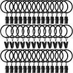 AMZSEVEN 40 Pack Curtain Rings with Clips, Drapery Clips with Rings, Hangers Drapes Rings 1.26 inch Interior Diameter, Fits Up to 1 inch Curtain Rod,