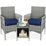 Best Choice Products 3-Piece Outdoor Wicker Conversation Bistro Set, Space Savin