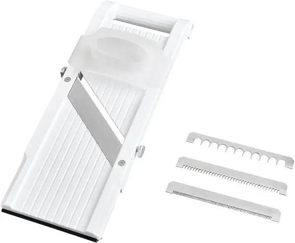 BENRINER Vegetable Slicer 95mm White with Interchange Blades, Japanese Mandoline