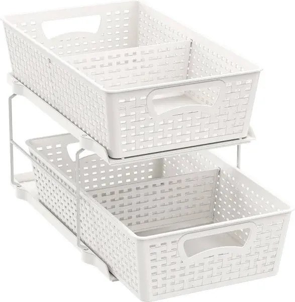 Simple Houseware 2 Tier Bathroom Organizer Tray Pull-Out Sliding Drawer/Under-S<wbr/>i