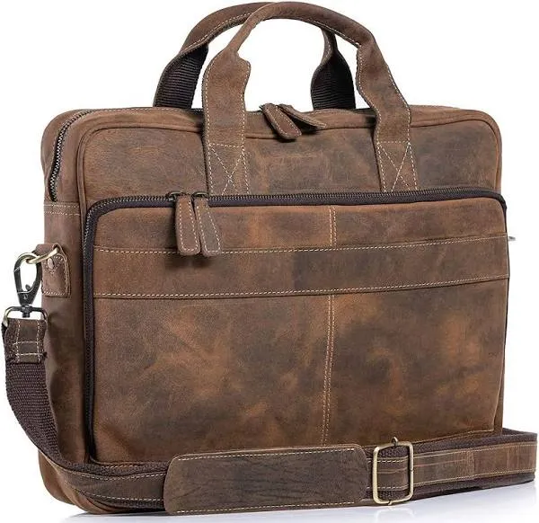 Leather briefcase 18 Inch Laptop Messenger Bags for Men and Women Best O