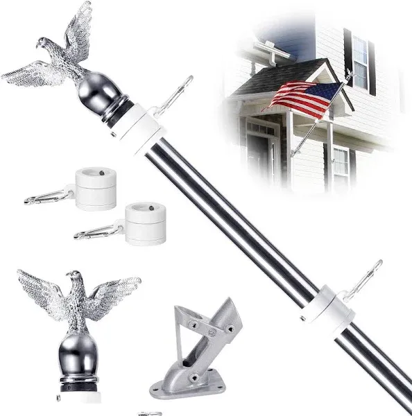 Flag Pole,6Ft House Stainless Steel Flag Pole Kit for House Porch Garden Yard Ou