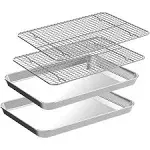 Half Sheet Pans with Rack Set 2 Pans + 2 Racks, Stainless Half Size Large B...