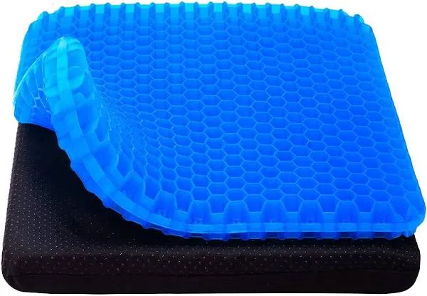 Gel Seat Cushion for Long Sitting - Double Thick Cooling Egg Seat Cushion for Back, Hip, Sciatica, Coccyx, Tailbone Pain Relief - Office Chair Car Seat Cushion – Wheelchair Cushions