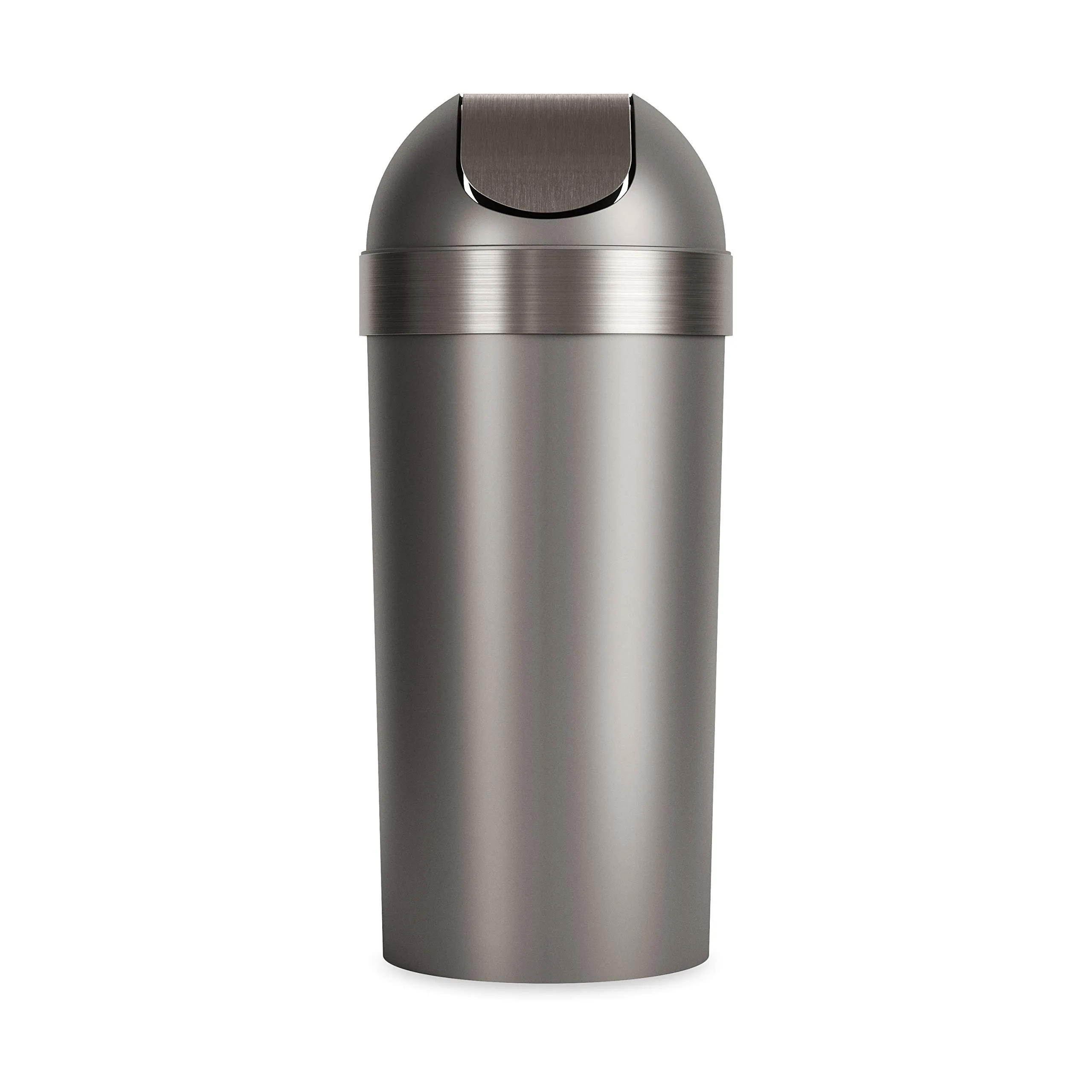 Umbra Venti 16-Gallon (62 L) Trash Can with Swing Top Lid - Grey Steel