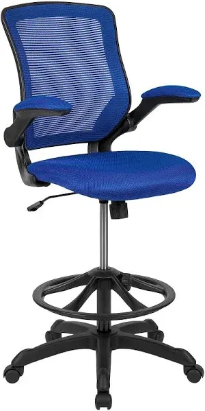 Managerial Chairs, Kale Mid-Back White Mesh Ergonomic Drafting Chair | Adjustable Foot Ring, Flip-Up Arms(White)