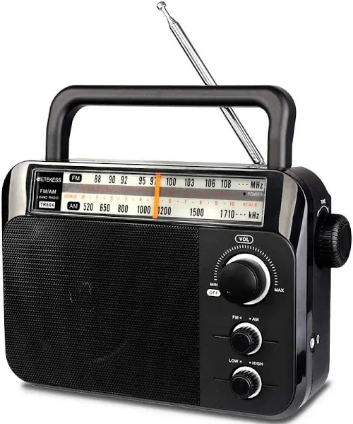 Retekess TR604 AM / FM Radio for the Elderly Portable Handle Design Two Band Radio Battery & AC Powered