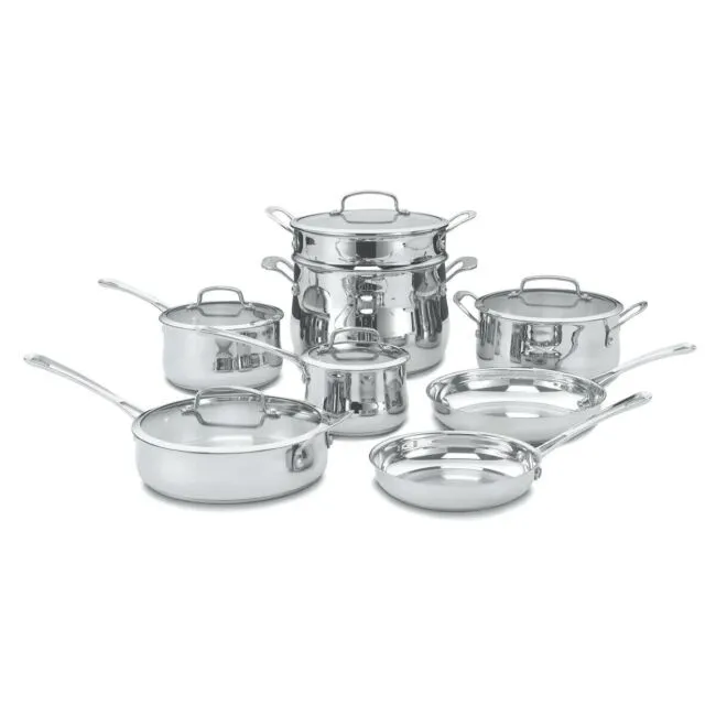 Cuisinart Contour 13-Piece Stainless Steel Cookware Set 44-13, Silver