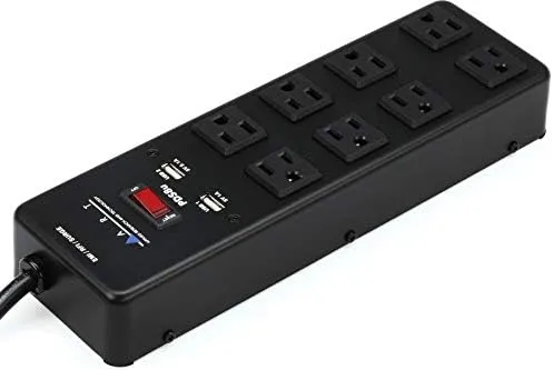 Art Pro Audio PDS8u 8-Outlet Power Strip 2 USB Outlets &amp; 20&#039; Power Cord, 14AWG