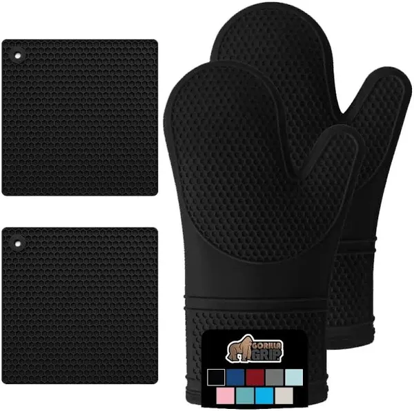 Gorilla Grip Heat and Slip Resistant Silicone Oven Mitt and Trivet Set