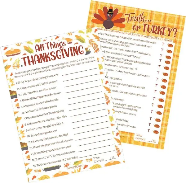 DISTINCTIVS Thanksgiving Party Game Bundle