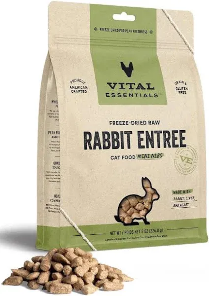 Vital Essentials Freeze Dried Rabbit Mini Nibs Dog Food