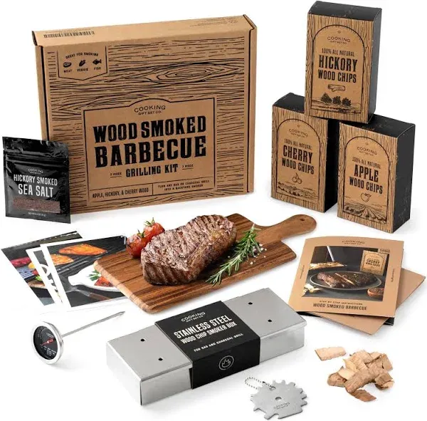 Cooking Gift Set Co. | Wood Smoked BBQ Grill Set for Men | Gifts for Men:Gifts for Boyfriend, Birthday Gifts for Men, & New Home Gift Ideas | BBQ Gifts for Men, Mens Gifts Ideas