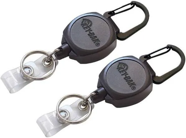 Key-Bak Sidekick Heavy Duty Retracting ID Badge / Key Reel 24&#034; Black (2 Pack)