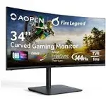 AOpen 34HC5CUR Pbmiiphx 34" 1500R Curved Zero-Frame Uwqhd (3440 x 1440) VA Gaming Monitor AMD FreeSync Premium Technology Up to 144Hz 1ms 21:9 2 x HDM