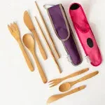 Bamboo Travel Utensils - To-Go Ware Set with Carrying Case (Agave)