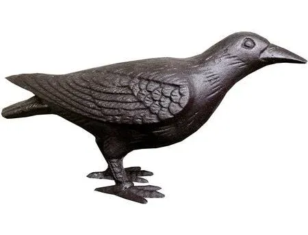 nach JS-90-7118 Decorative Cast Iron Crow with Head Up, Black