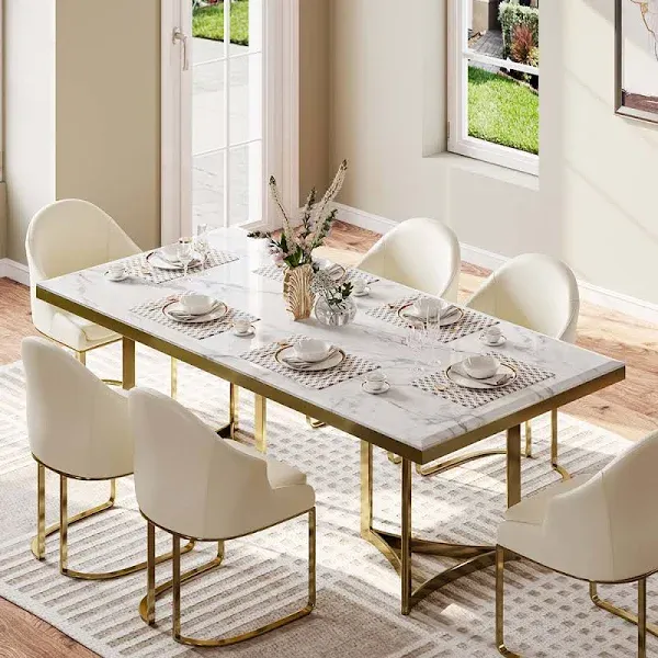 Modern Faux Marble Dining Table