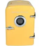 Frigidaire EFMIS151-YELLOW_CP4 6-Can Retro Portable Beverage Refrigerator with Bluetooth Speaker (Yellow)