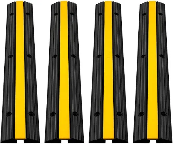 4 Pack Of 1-Channel Rubber Cable Protector Ramps Heavy Duty 18000Lbs Load