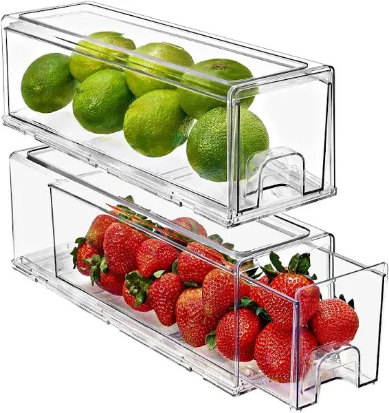 Sorbus Fridge Drawers - Clear Stackable Pull Out Refrigerator Organizer Bins - Food Storage Containers for Kitchen, Refrigerator, Freezer, Vanity &