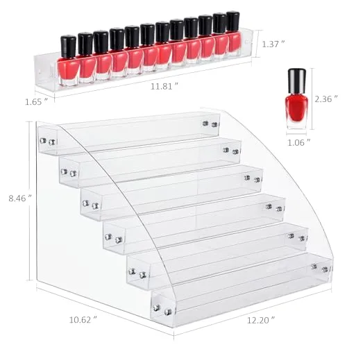 Nail Polish Organizer 72 Bottles of 6 Layers Acrylic Display Rack Eyeglasses ...