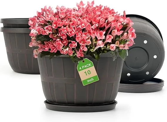 Quarut 10 inch Flower Pots 4 Pack