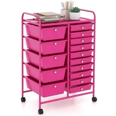 15 Drawer Rolling Storage Cart Opaque Multicolor Drawers Home Organizer Mixed