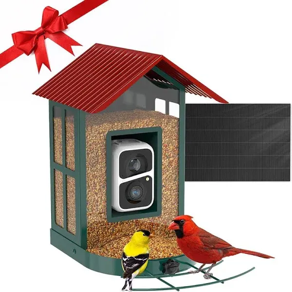 Soliom® BF08S-Bird Feeder with Camera,1080P HD Night Version Bird Watching 